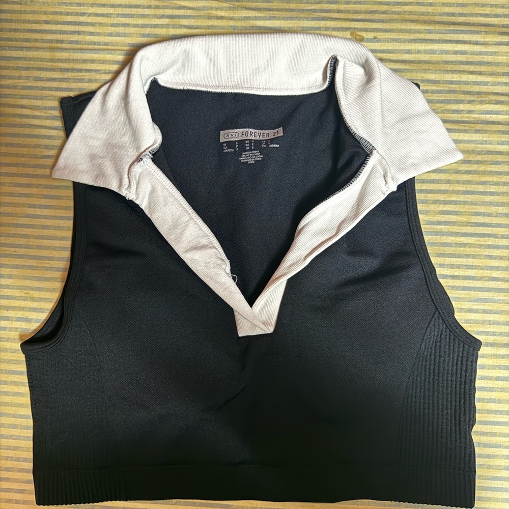 Forever 21 Black and Cream Tank Top